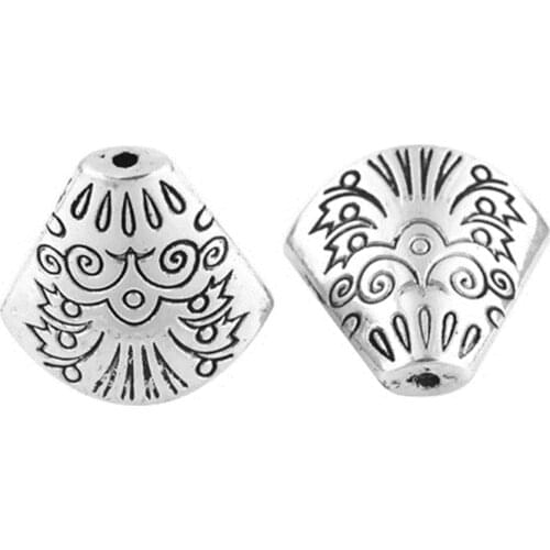 DoreenBeads Zinc Based Alloy Tassel Beads Cap Shell silver color Carved Jewelry DIY Findings Accessories Components, 30 PCs