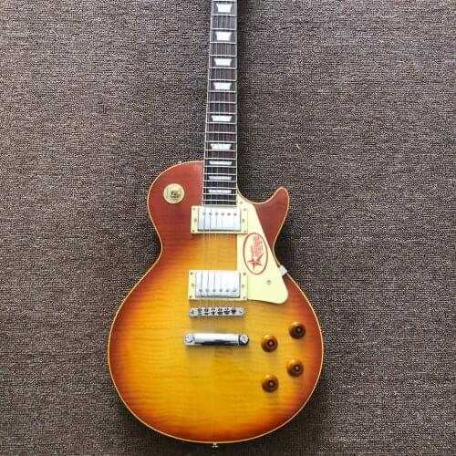 Rosewood Fingerboard Electric Guitar Maple Top Yellow Binding Chrome Hardware Free Shipping