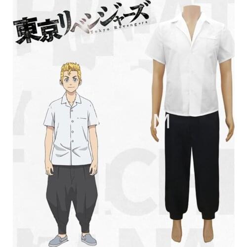 Anime Tokyo Revengers Hanagaki Takemichi Cosplay Costume Short Sleeve Top T-shirt Pants Halloween Adult