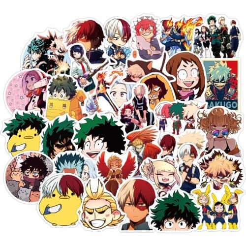 100PCS My Hero Academia Japan Anime Stickers For Laptop Izuku Midoriya Might Boku No Hero Academia Decals Graffiti Sticker F3