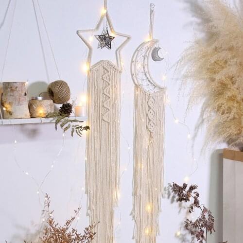 Nordic Tassel Wall Hanging Ornaments Moon Star Catcher Boho Room Decor Catcher Girls Kids Room Nursery Gifts Dropshipping