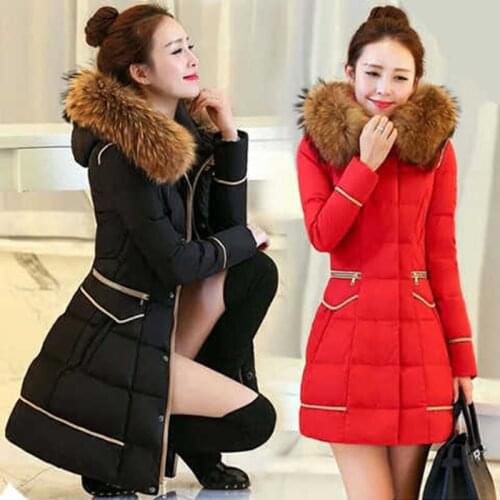 2020 Winter New Down Padded Jacket Mid-Length Womens Slim Fit And Big Fur Collar Coat Down Overwear Feminine L90