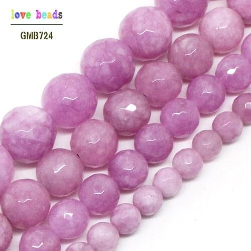 Wholesale Faceted Light Purple Stone 4/ 6/ 8/10/12mm Round Beads 15inches For Jewelry Making -F00496