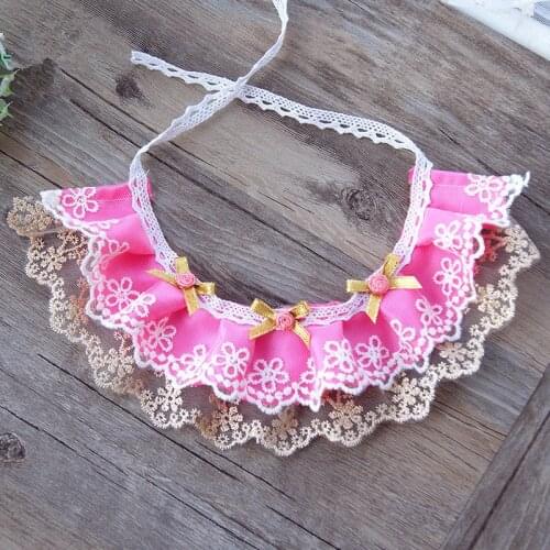 Cat Dog Flower Bib Princess Lace Flower Collar Scarf Necklace Fashion Adjustable Wedding Pet Collars Bells Pet Supplies
