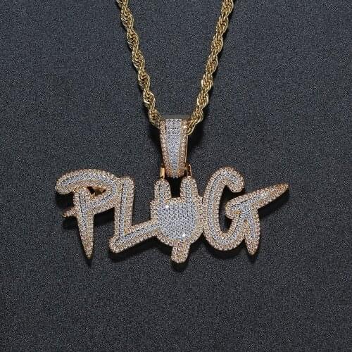 Hip Hop Claw Setting 3A+ CZ Stone Bling Iced Out Plug Pendants Necklaces for Men Rapper Jewelry Gift Drop Shipping