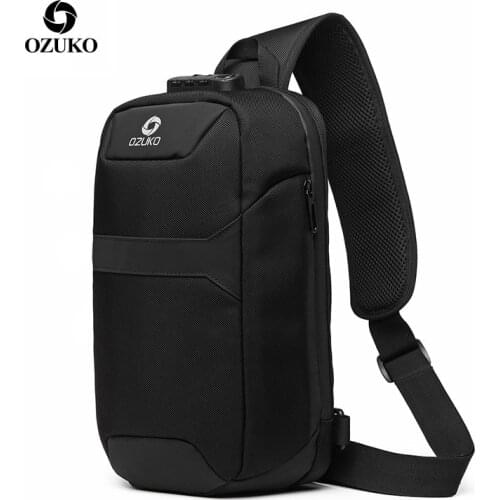 OZUKO Crossbody Bags Male Men Anti-theft Waterproof USB Charging Chest Pack Short Trip Messenger Sling Bag Shoulder Chest Bag