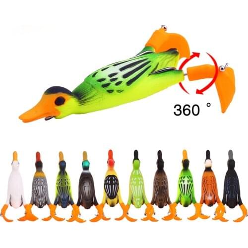 1pcs Floating Luya Bait 11.2g/9.5cm Rubber Duck with Rotating Fins Simulation Fishing Bait