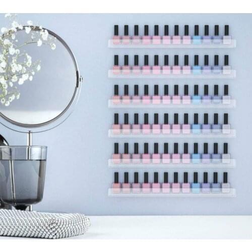 Transparent Nail Poles Display Rack Plastic Layers Nail Polish Storage Rack Wall-mounted Shelf Storage Organizer Manicure Holder