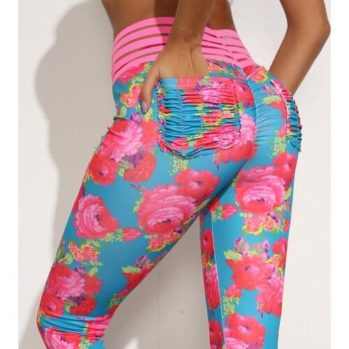 Printed Yoga Pants Women Push Up Fitness Leggings Gym Tights Women Sportswear Gym Clothes Stretchy Running Pants Sport Trousers