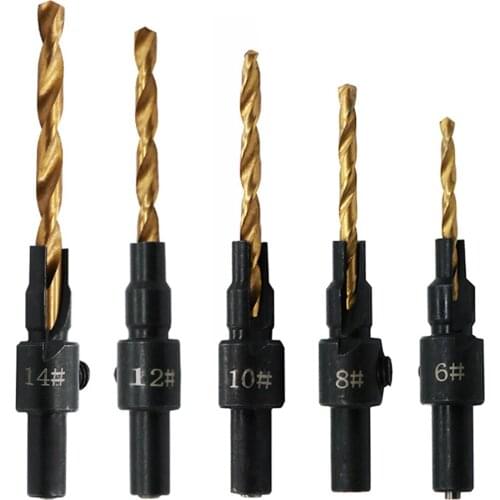 6PCS Circular Cone Drill Shank Drill Woodworking Countersunk Head Wood Screw Hole Is Chamfered Reaming Drill Bit
