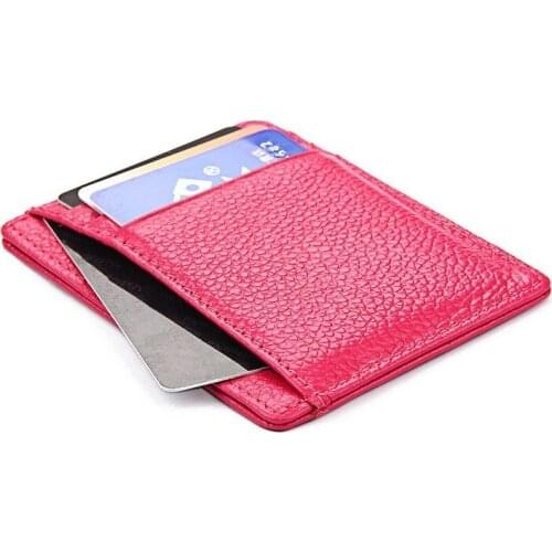 Slim RFID Blocking Wallet Mens Womens Mini ID Card Holders Business Credit Card Holder Genuine Leather Money Purse