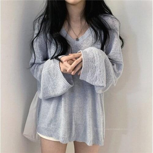 Long Sleeve T-shirt Womens East Gate Autumn 2021 New Top Loose Wear Thin Cut-out Pullover