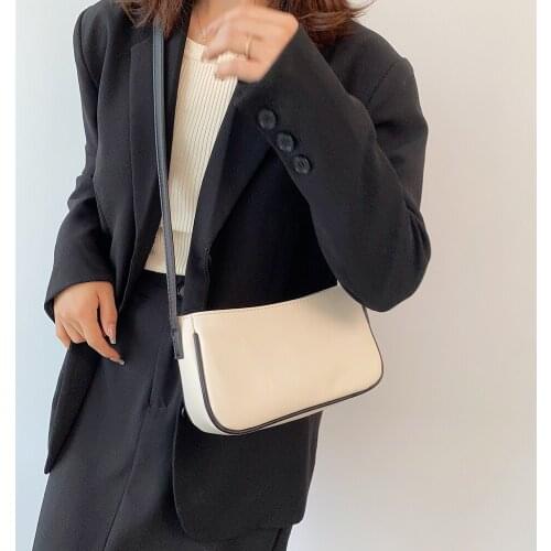 Imitation Leather Bag Commuter Women‘s Shoulder Bags Fashion Minimalist All-mach Crossbody Adjustable Shoulder Strap Female Bags