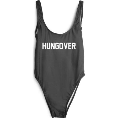 S-XL HUNGOVER bathing suits Women Sexy high cut Bodysuit One Piece Swimwear Beachwear plunge jumpsuit drop ship