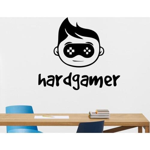 Hard Gamer Wall Decals Boys Gaming Room Art Interior Decor Gamepad Video Games Playroom Self-adhesive Vinyl Sticker Poster Z748