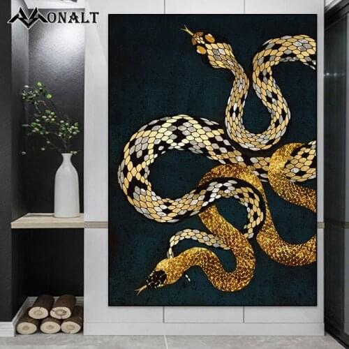 Golden Sea Snake Jellyfish Whale Octopus Abstract Art Poster Sea Animal Fish Canvas Painting Luxury Living Room Wall Art Picture