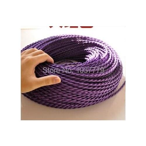 100meters braided textile fabric wire purple color vintage pendant lamp cable fabric braided cord