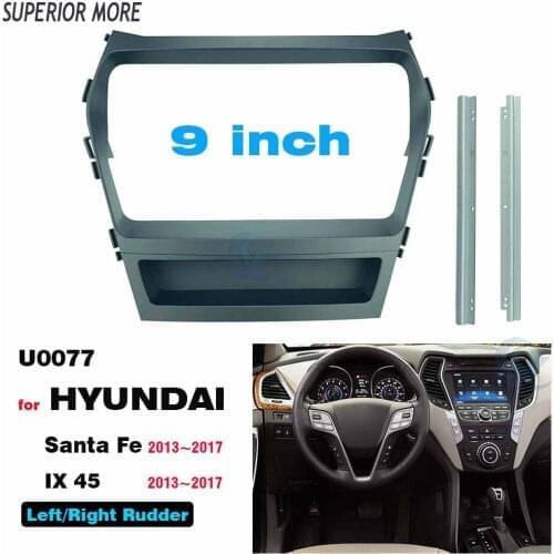 2 Din 9 Inch Car Radio Installation Plastic Fascia Panel Frame and Cable for HYUNDAI Santa Fe IX45 2013~2017 Dash Mount Kit