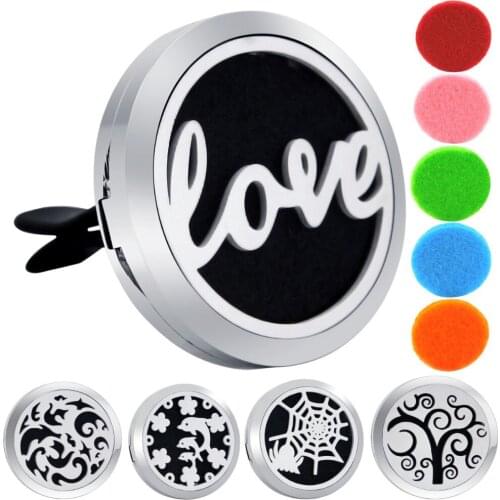 30mm Love Magnet 316 Stainless Steel Car Aromatherapy Locket Free Pads Essential Oil Car Perfume Lockets Drop Shipping