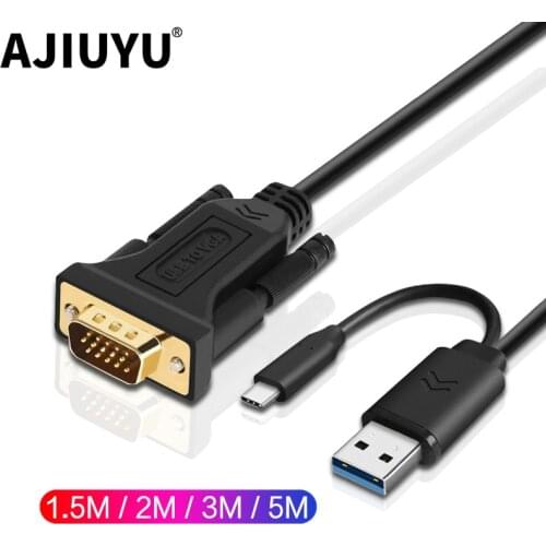 AJIUYU USB 3.0 To VGA Adapter USB C Type-c Data Cable External Card Video Multi display Converter For PC Laptop Windows 10 8 7