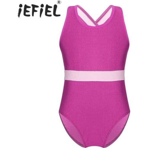Girls Ballet Leotard Turnpakje Bodysuit for Kids Criss Cross Back Ballet Dancer Class Gymnastics Costumes Fancy Party Dancewear