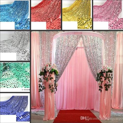 Shiny 9mm Sequins Fabric For Wedding Table Cloth Decoration Backdrop Multicolor Wedding Gauze Background Curtain Sequined Fabric