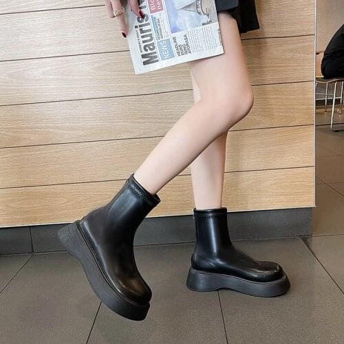 Chelsea Martin Women Boots Platform Shoes Ladies Shoes Heels Square Toe Womens Ankle Boots Snow Boots Zapatos De Mujer