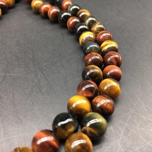 1 Strand Great Quality Three-color Tiger Eye Stone Beads 4-14mm Pick Size Natural Round Gem Beads For DIY Jewelry Making Finding