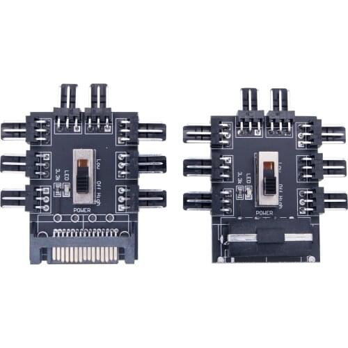 Computer Case Fan Hub 8-way 3-pin Controller PWM Temperature Speed Controller IDE