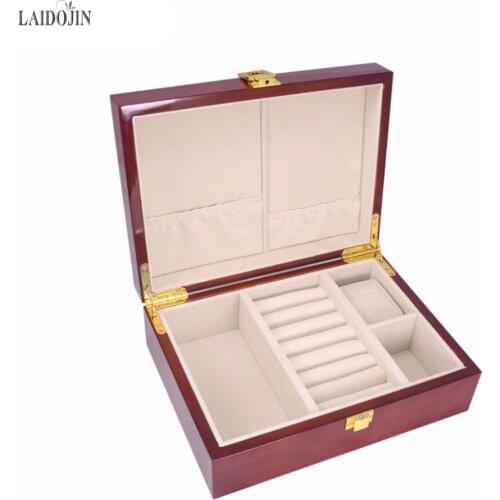LAIDOJIN Wooden Box For Jewelry Cufflinks Tie clips Ring Watch display Box High Quality Painted Wood Jewelry Storage Gift Box