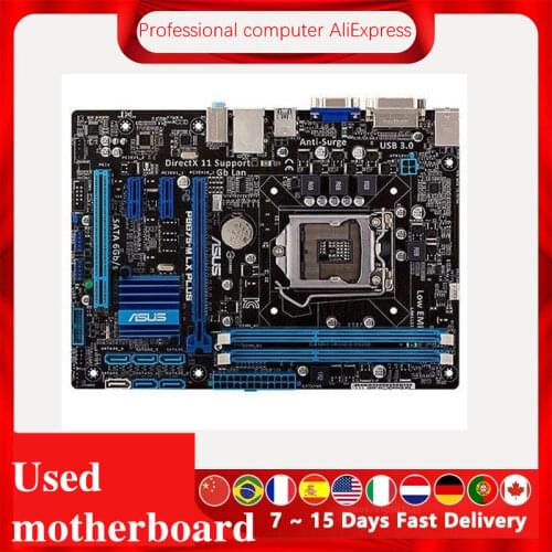 For ASUS P8B75-M LX PLUS Computer Motherboard LGA 1155 DDR3 For Intel B75 P8B75 Desktop Mainboard SATA II PCI-E X16 Used