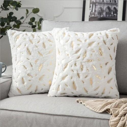 Short Fleece Bronzing Plush Pillow Case Winter Warm Fluffy Sleeping Pillowcase Home Bed Cushion Pillow Cover 45*45cm