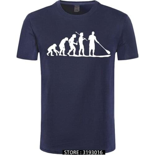 Evolution Of Man Paddle Board Mens T-Shirt Paddleboarding Boarding Mans Unique Cotton Short Sleeves High O-Neck T Shirt