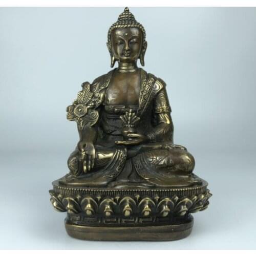 China archaize brass pharmacist Buddha crafts statue