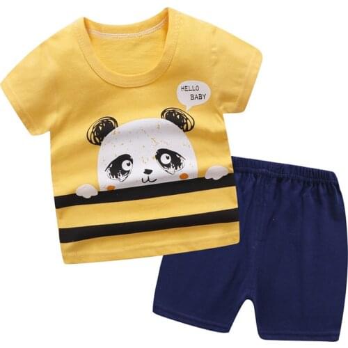2pcs New Baby Boys Short Sleeve Sets Toddler Girls Cartoon Tops And Shorts Summer Infant Playsuit Children Cotton Clothing Set
