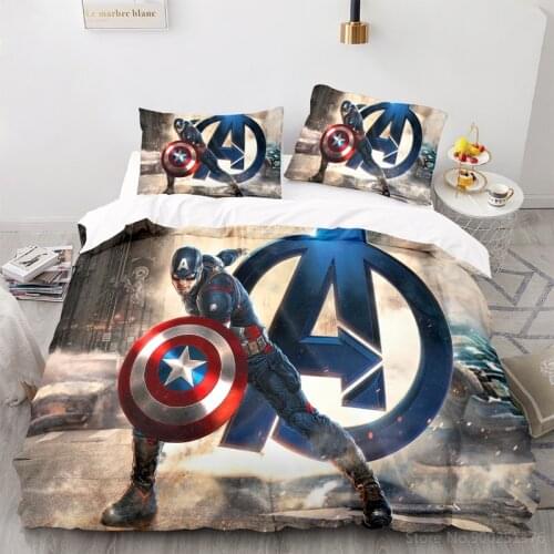 Disney Marvel Captain America Bedding Set Avengers Iron Man Duvet Cover Set Soft Quilt Cover Pillowcase Home Textile Bedclothes