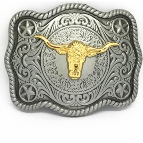 Western cowboy zinc alloy strong soil long horn bull buckle