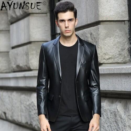 AYUNSUE Leather Jacket Men Clothing Autumn Coat Male Genuine Sheepskin Learther Mens Suit Casual Clothes Erkekler Ceket LXR854