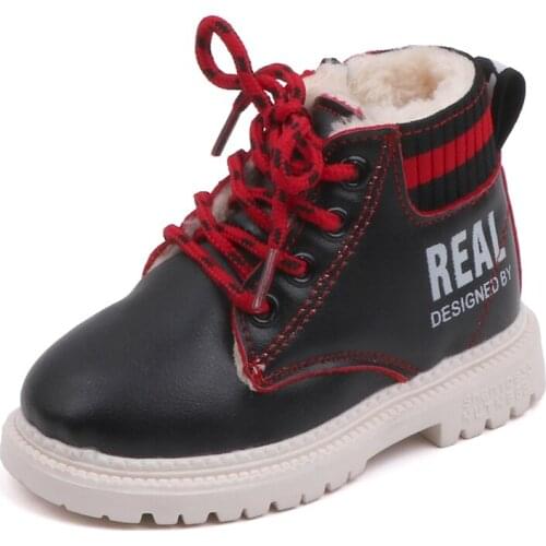 HOT SALE Children Warm Boys Girls Sneaker Boots Kids Casual Shoes Anti-slip Fashion Zip Soft Pu Leather Baby Breathable Boot