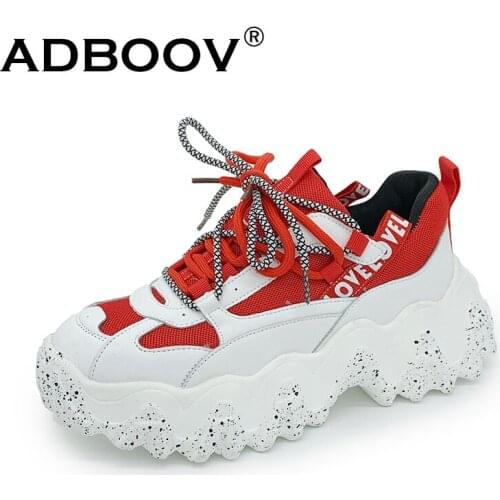 ADBOOV Wave Thick Sole Women Casual Shoes Cross-tie Platform Fashion Sneakers Ladies Calzado Mujer