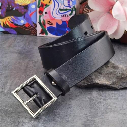 Stainless Steel Belt Buckle Mens Belts Luxury Thick Genuine Leather Belts For Men Ceinture Leather Belt Man Male Belts SBT0018