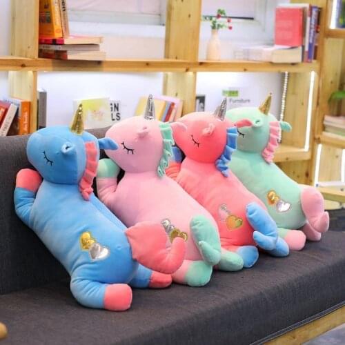 55cm Cute Unicorn Plush Toy Soft Cartoon Animal Four Colors Unicorn Stuffed Doll Sofa Decoration Cushion Cushion Handwarm Gifts