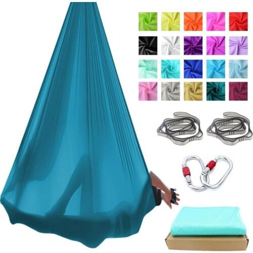 PRIOR FITNESS Yoga Hammock 4Mx2.8M Set 20 Colors Air Hammock Nylon daisy chain carabiners
