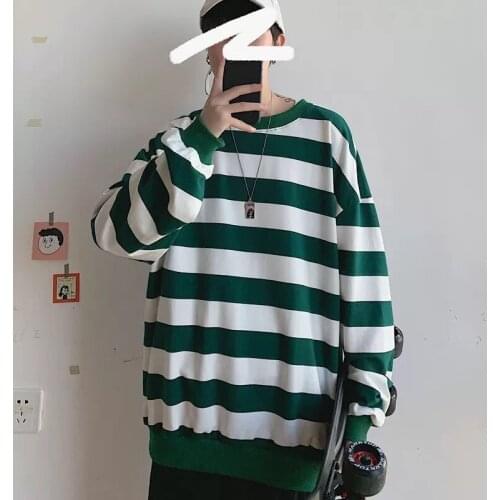 2021 New Sweater Autumn Trend Hits color block striped sweater Round Neck pullover Loose sweater for mens Hip-hop Casual Sweater