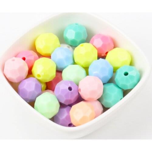 New Hot Spring Color Mixed Acrylic Faceted Unfinished Geometric Round Spacer beads Handmade Jewlery Accessory 15mm 10pcs KL170