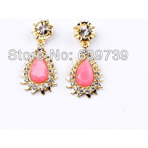 Bulk Price Lovely Girl Pink Resin Stone Earrings