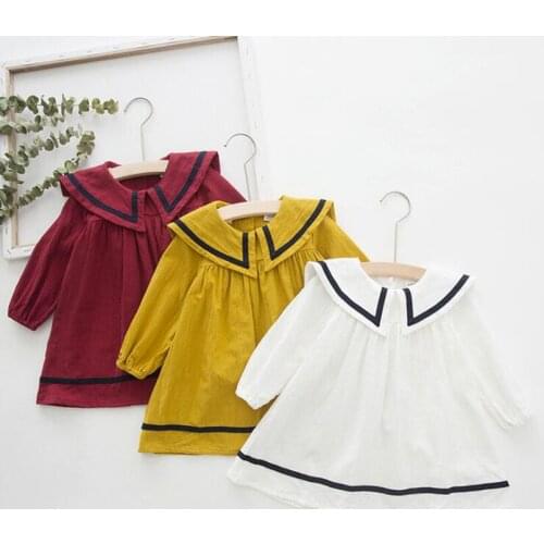 0-6Yrs Little girls dress autumn winter sailor style newborn kids dresses for girls costumes clothes toddler dresses vestidos
