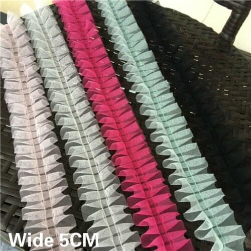 5CM Wide Luxury 3D Pleated Lace Fabric Folded Sewing Ribbon Edge Lace Trim For Garment Dress Home Decor DIY Crafts Accessories