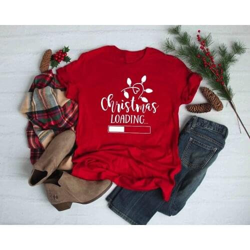 Christmas Loading Fashion Christmas Women T-shirt Funny Graphic Harajuku Female Clothing O Neck Short Sleeve Girl Cute Top Tees