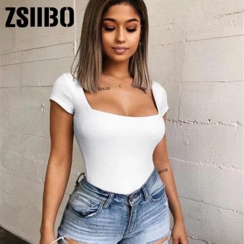 Sexy clothing Leotard Leotard Short Sleeve Sleeve Square Neck Sheath Open Basic Basic White Black Red Workwear Women Body Top